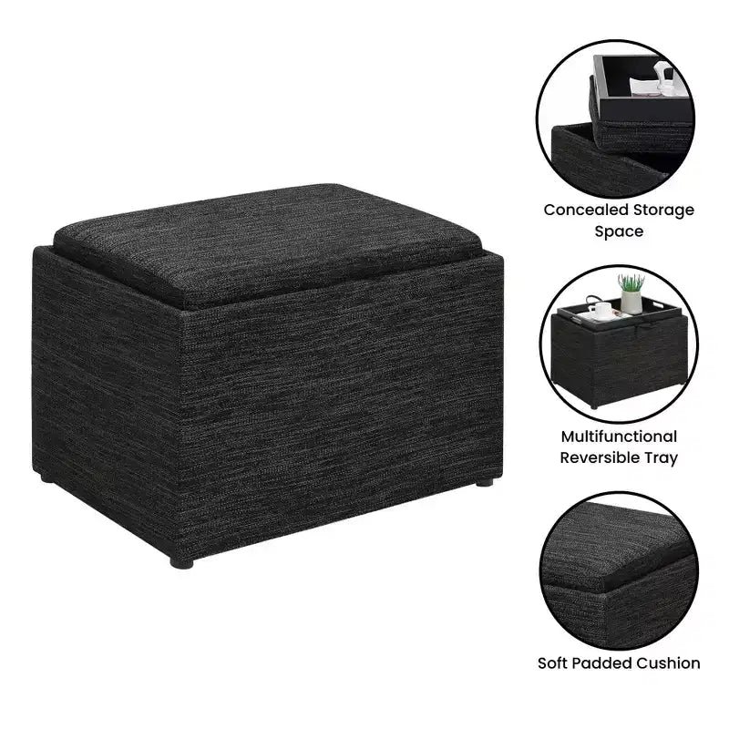 Pouf de rangement Comfort Accent avec plateau réversible