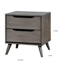 Table de chevet en bois à 2 tiroirs avec poignées découpées, gris