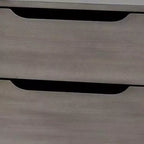 Table de chevet en bois à 2 tiroirs avec poignées découpées, gris