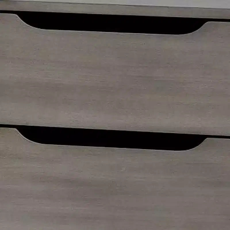 Table de chevet en bois à 2 tiroirs avec poignées découpées, gris
