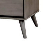 Table de chevet en bois à 2 tiroirs avec poignées découpées, gris