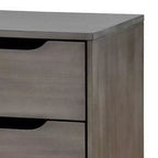 Table de chevet en bois à 2 tiroirs avec poignées découpées, gris