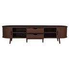 Meuble TV Mid-Century Modern de 177,8 cm avec portes coulissantes, tiroirs et prise de courant intégrée pour téléviseur de 203,2 cm, noyer
