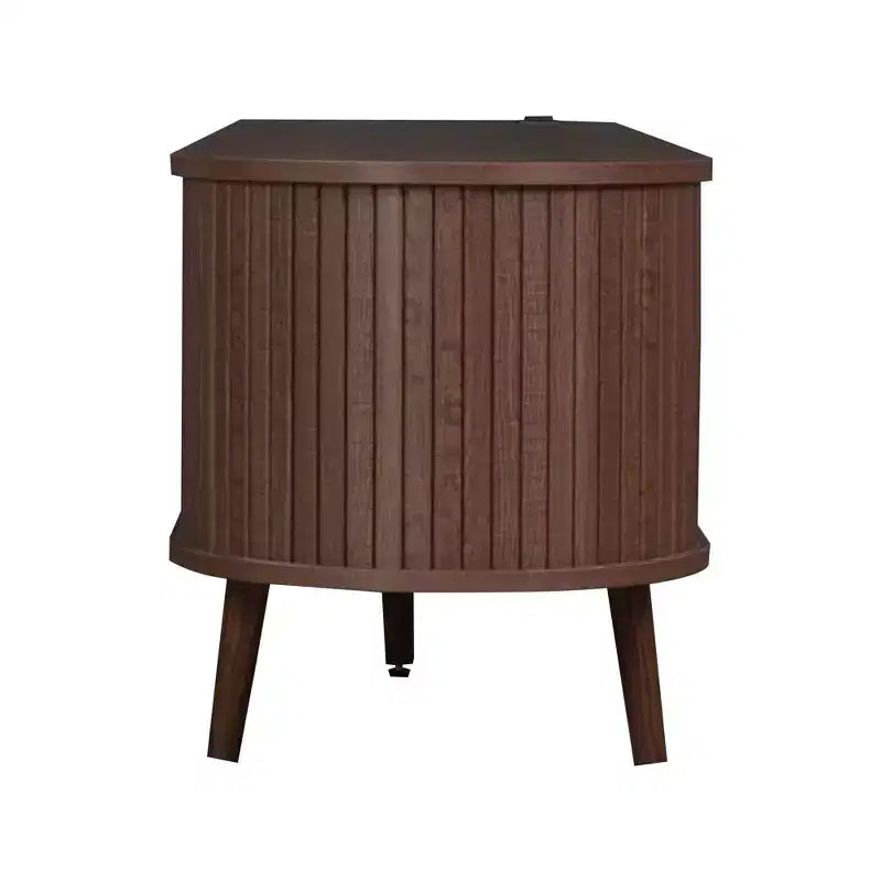 Meuble TV Mid-Century Modern de 177,8 cm avec portes coulissantes, tiroirs et prise de courant intégrée pour téléviseur de 203,2 cm, noyer
