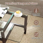 Table d'appoint carrée 24 avec étagère de rangement supplémentaire pour salon, bureau, bureau