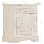 Table de chevet blanche en bois de manguier massif 40 x 30 x 50 cm