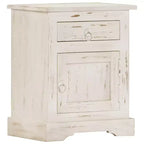Table de chevet blanche en bois de manguier massif 40 x 30 x 50 cm