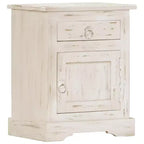 Table de chevet blanche en bois de manguier massif 40 x 30 x 50 cm