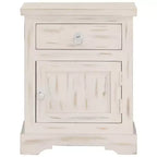 Table de chevet blanche en bois de manguier massif 40 x 30 x 50 cm