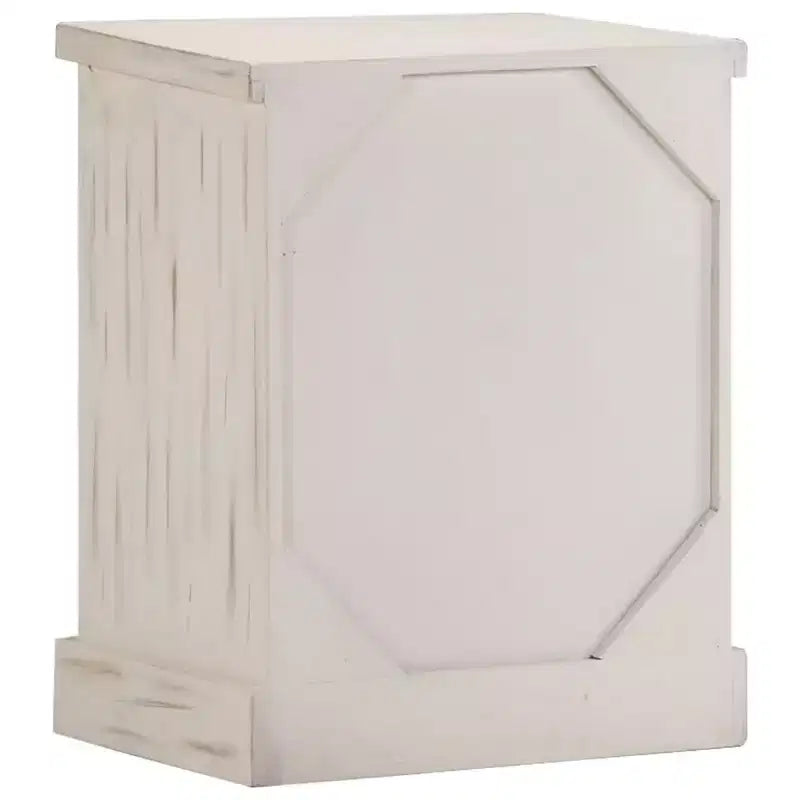 Table de chevet blanche en bois de manguier massif 40 x 30 x 50 cm