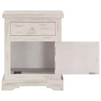 Table de chevet blanche en bois de manguier massif 40 x 30 x 50 cm