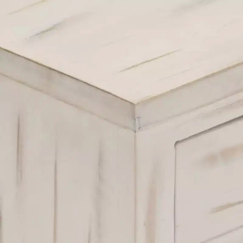 Table de chevet blanche en bois de manguier massif 40 x 30 x 50 cm