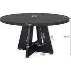 Table de salle à manger ronde de 47 pouces, table de cuisine en bois de style rustique avec piètement en croix pour salle à manger, 4 à 6 places, plateau en bois
