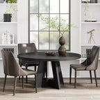 Table de salle à manger ronde de 47 pouces, table de cuisine en bois de style rustique avec piètement en croix pour salle à manger, 4 à 6 places, plateau en bois