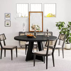 Table de salle à manger ronde de 47 pouces, table de cuisine en bois de style rustique avec piètement en croix pour salle à manger, 4 à 6 places, plateau en bois
