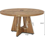 Table de salle à manger ronde de 47 pouces, table de cuisine en bois de style rustique avec piètement en croix pour salle à manger, 4 à 6 places, plateau en bois
