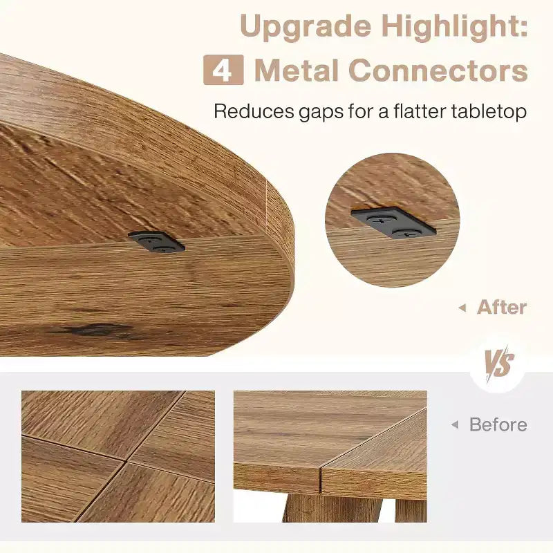 Table de salle à manger ronde de 47 pouces, table de cuisine en bois de style rustique avec piètement en croix pour salle à manger, 4 à 6 places, plateau en bois