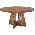 Table de salle à manger ronde de 47 pouces, table de cuisine en bois de style rustique avec piètement en croix pour salle à manger, 4 à 6 places, plateau en bois