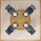 Table de salle à manger ronde de 47 pouces, table de cuisine en bois de style rustique avec piètement en croix pour salle à manger, 4 à 6 places, plateau en bois