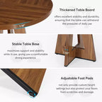 Table de salle à manger ronde de 47 pouces, table de cuisine en bois de style rustique avec piètement en croix pour salle à manger, 4 à 6 places, plateau en bois