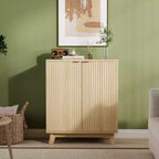 34.49 in Sideboard Buffet Cabinet with Storage, Modern Fluted Accent Credenza with Doors & Adjustable Shelves, Wood Bar Console Table for Living Room