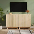 Buffet de rangement de 34,49 po, bahut moderne cannelé avec portes et étagères réglables, table console de bar en bois pour salon