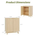 Buffet de rangement de 34,49 po, bahut moderne cannelé avec portes et étagères réglables, table console de bar en bois pour salon