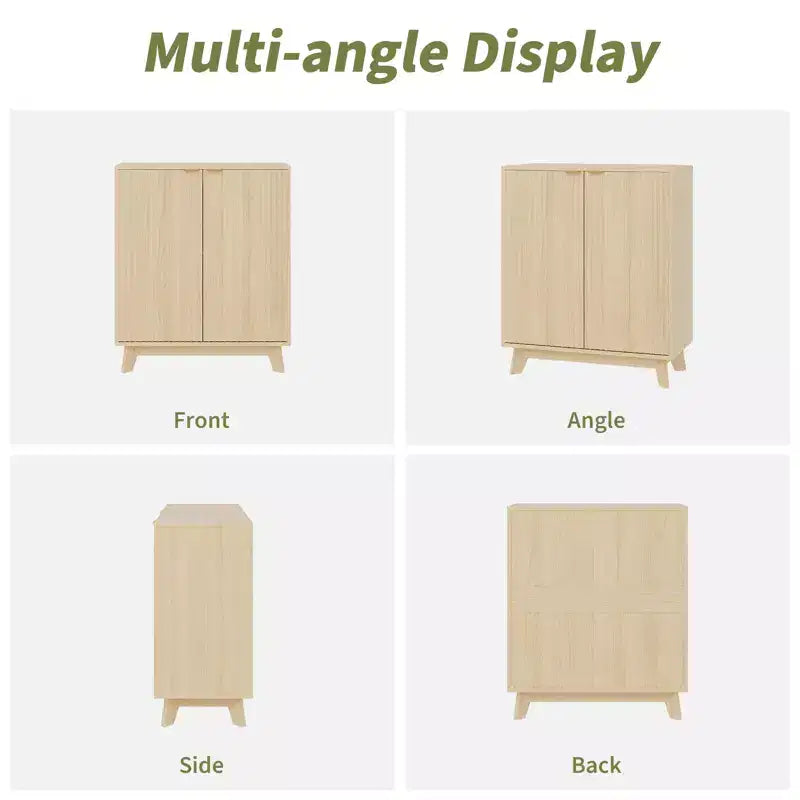 Buffet de rangement de 34,49 po, bahut moderne cannelé avec portes et étagères réglables, table console de bar en bois pour salon