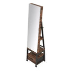 360 Rotating Jewelry Armoire Organizer with Full-Length Mirror, Lockable Storage Cabinet on Wheels, Necklace & Bracelet Display, Freestanding