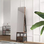 Armoire à bijoux rotative à 360° avec miroir pleine longueur, meuble de rangement verrouillable sur roulettes, présentoir à colliers et bracelets, autoportante