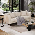 78 W Faux Leather Sofas Couches with 2 Throw Pillows, Mid Century Modern,3 Seater Sofa and Hardwood Legs,Easy Assembly, for Living Room and Bedroom