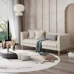 Canapés en Faux Cuir 78 W avec 2 Coussins, Style Mid-Century Moderne, Canapé 3 Places et Pieds en Bois Massif, Facile à Monter, pour Salon et Chambre