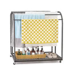 Porte-serviettes extérieur pour piscine, porte-serviettes autoportant en rotin tressé, organiseur de rangement avec compartiment pour flotteurs, frites de piscine, bouées de natation