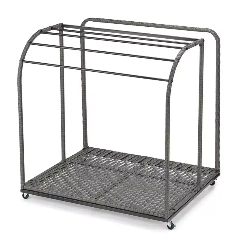 Poolside Towel Rack Outdoor,Rattan Weaving Towel Rack Freestanding,Storage Organizer with Compartment for Floats, Pool Noodles, Swimming Rings