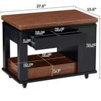 Table basse moderne 70 cm, table d'appoint multifonctionnelle avec plateau pliable, roulettes, tiroir, étagère ouverte, compartiment de rangement caché