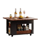 Bestier 27.6'' Modern Coffee Table, Multi-Functional Side Table with Foldable Top, Casters, Drawer, Open Shelf, Hidden Compartment storage