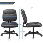 Fauteuil de bureau sans accoudoirs à dossier mi-haut, réglable, noir