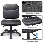 Fauteuil de bureau sans accoudoirs à dossier mi-haut, réglable, noir