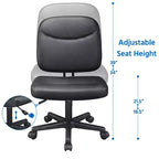 Fauteuil de bureau sans accoudoirs à dossier mi-haut, réglable, noir