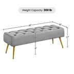 Banc de bout de lit moderne capitonné avec boutons pour chambre à coucher