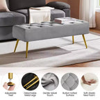Banc de bout de lit moderne capitonné avec boutons pour chambre à coucher