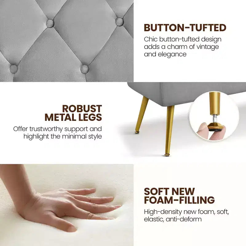 Banc de bout de lit moderne capitonné avec boutons pour chambre à coucher
