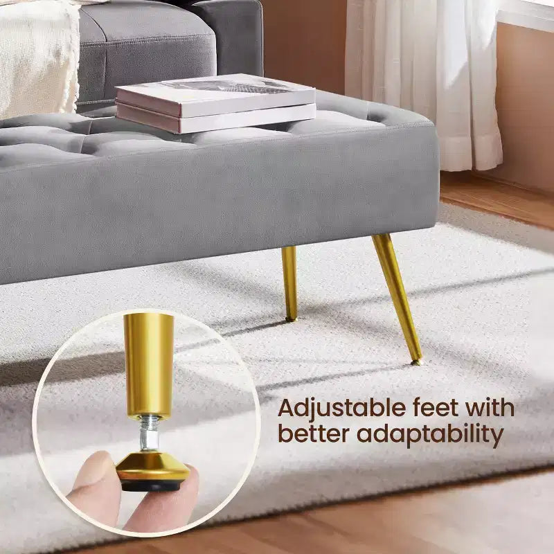 Banc de bout de lit moderne capitonné avec boutons pour chambre à coucher