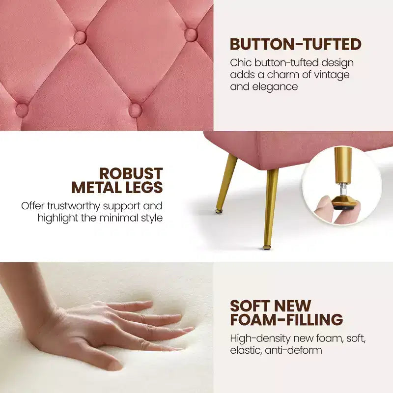 Banc de bout de lit moderne capitonné avec boutons pour chambre à coucher