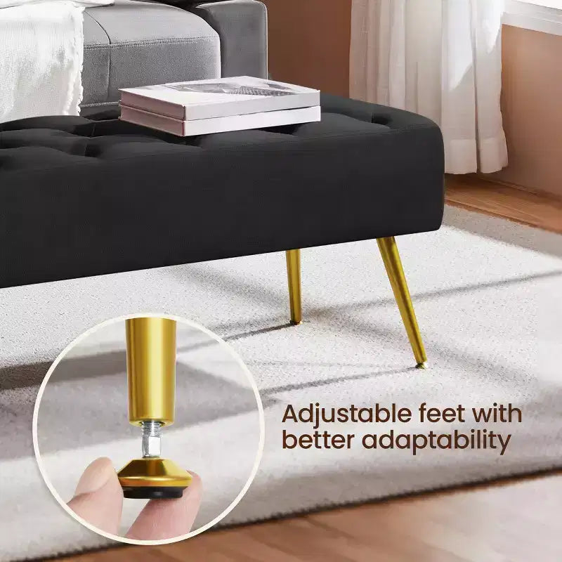 Banc de bout de lit moderne capitonné avec boutons pour chambre à coucher
