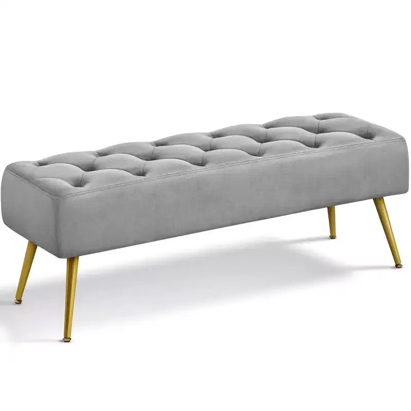 Banc de bout de lit moderne capitonné avec boutons pour chambre à coucher