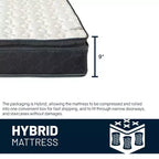 Matelas hybride à mémoire de forme 9 pouces, fermeté moyenne, avec surmatelas intégré, compatible avec les lits réglables