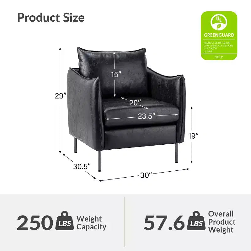Ensemble de 2 fauteuils de salon en cuir végétalien avec pieds en métal