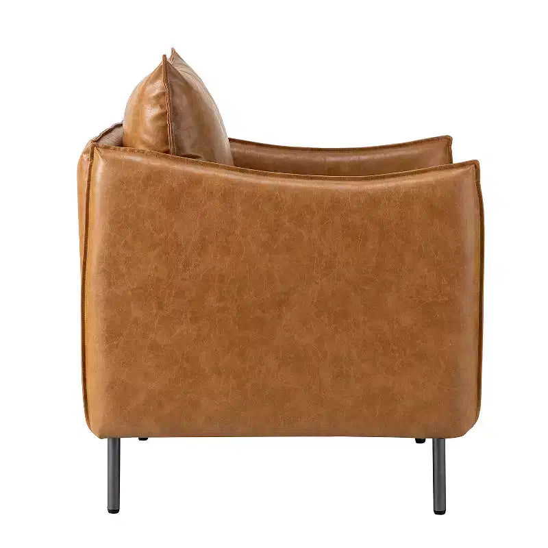 Ensemble de 2 fauteuils de salon en cuir végétalien avec pieds en métal