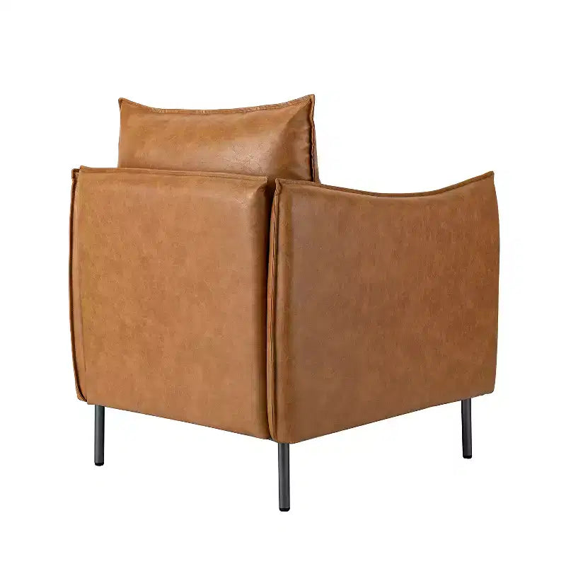 Ensemble de 2 fauteuils de salon en cuir végétalien avec pieds en métal